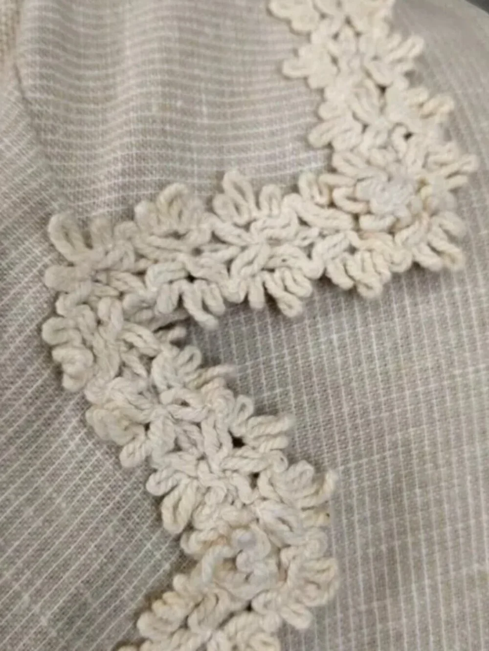 Anthropologie (Nick & Mo) Beige Linen Blend Crochet Trim Blazer - M NWT - Picture 12 of 16